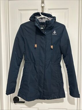 Woods Women's Navy Hooded Coat